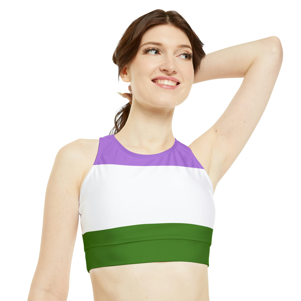 Genderqueer Flag High Neck Crop Bikini Top SHAVA CO