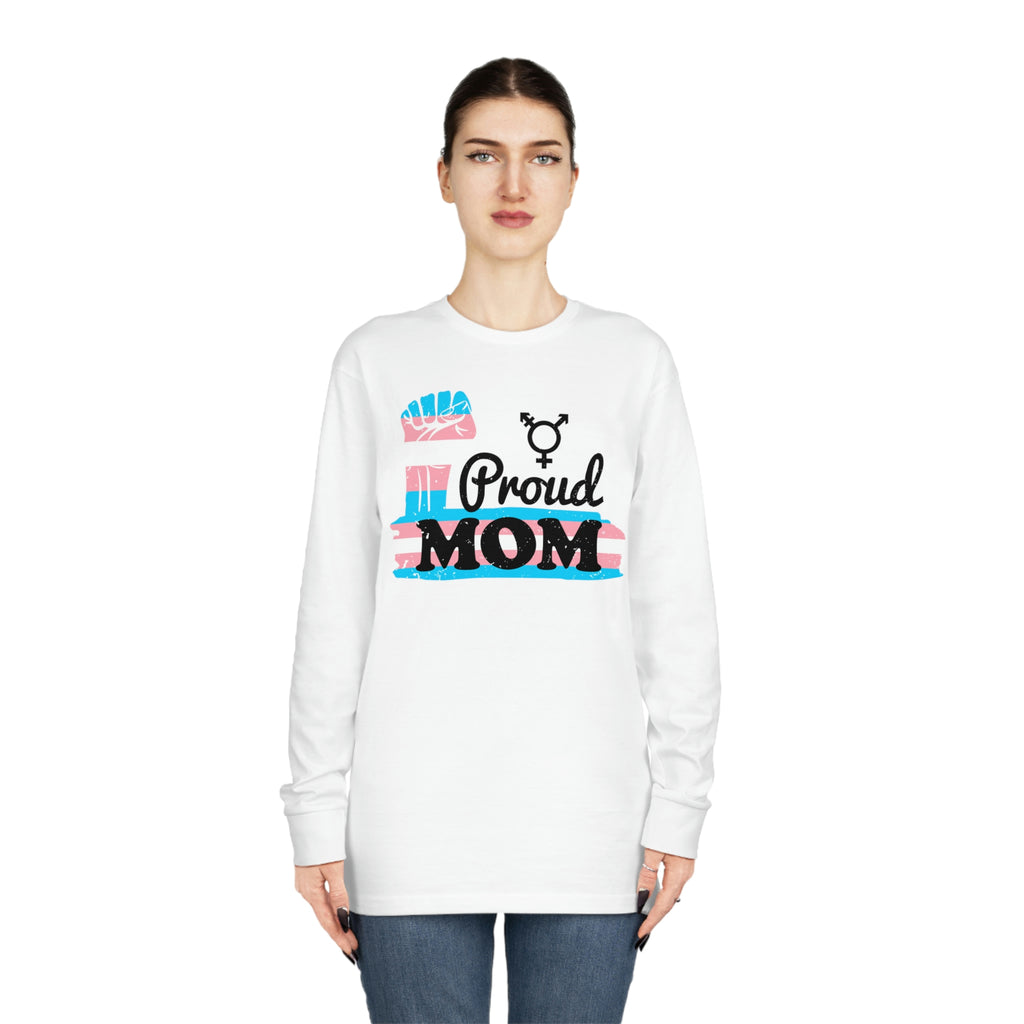 Transgender Flag Long Sleeve Crewneck Tee - Proud Mom Printify