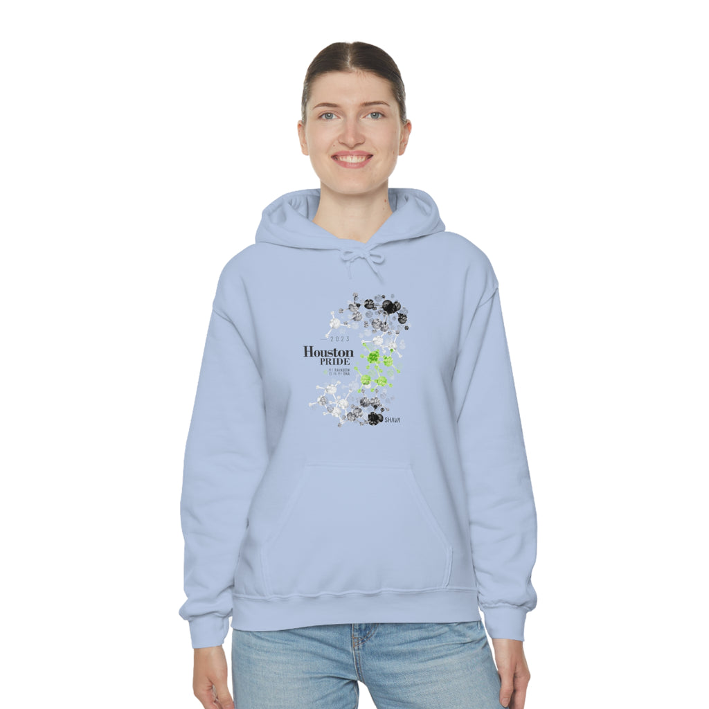 SHAVA CO Agender Flag 2023 Pride, Houston Unisex Heavy Blend™ Hooded Sweatshirt - My Rainbow Is In My DNA Printify