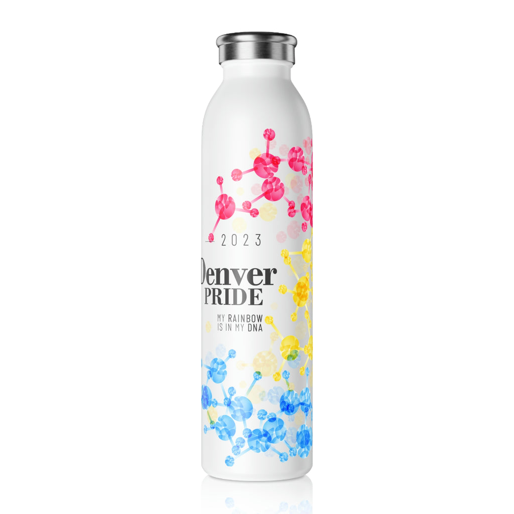 Pansexual Flag Slim Water Bottle Denver Pride - My Rainbow is In My DNA SHAVA CO