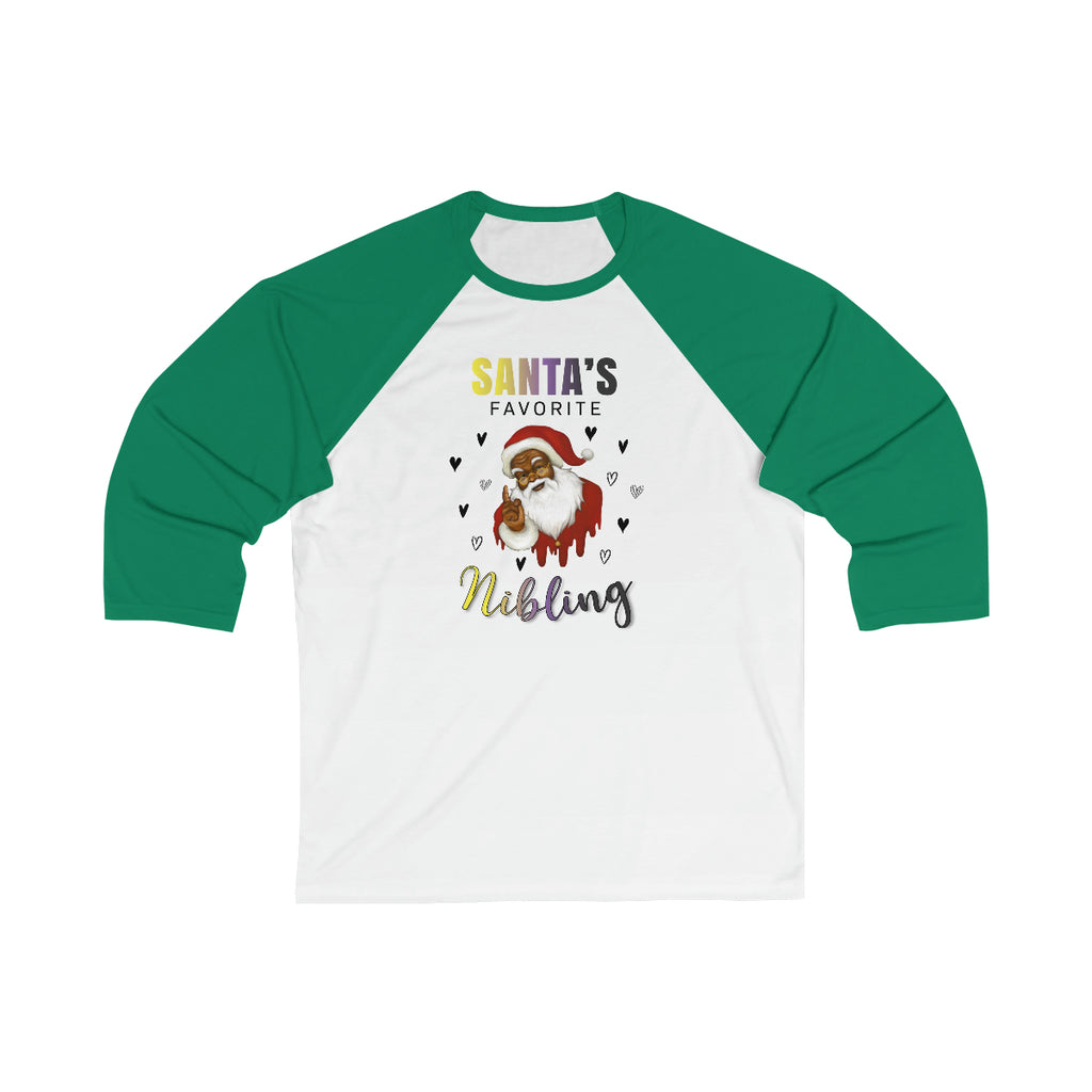 Unisex Non Binary Christmas LGBTQ Long Sleeves Tee - Santa’s Favorite Nibling Printify