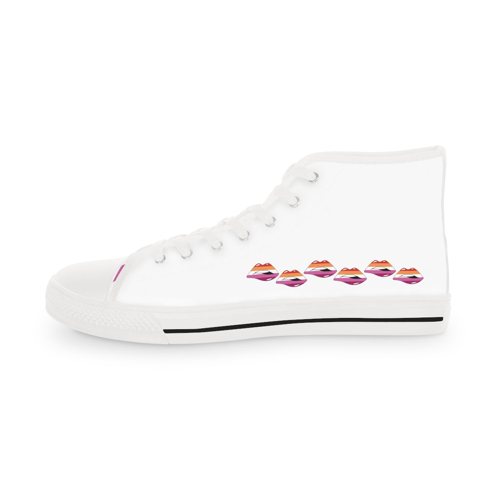 Lesbian Flag Kisses LGBTQ High Top Sneakers Unisex Size Printify