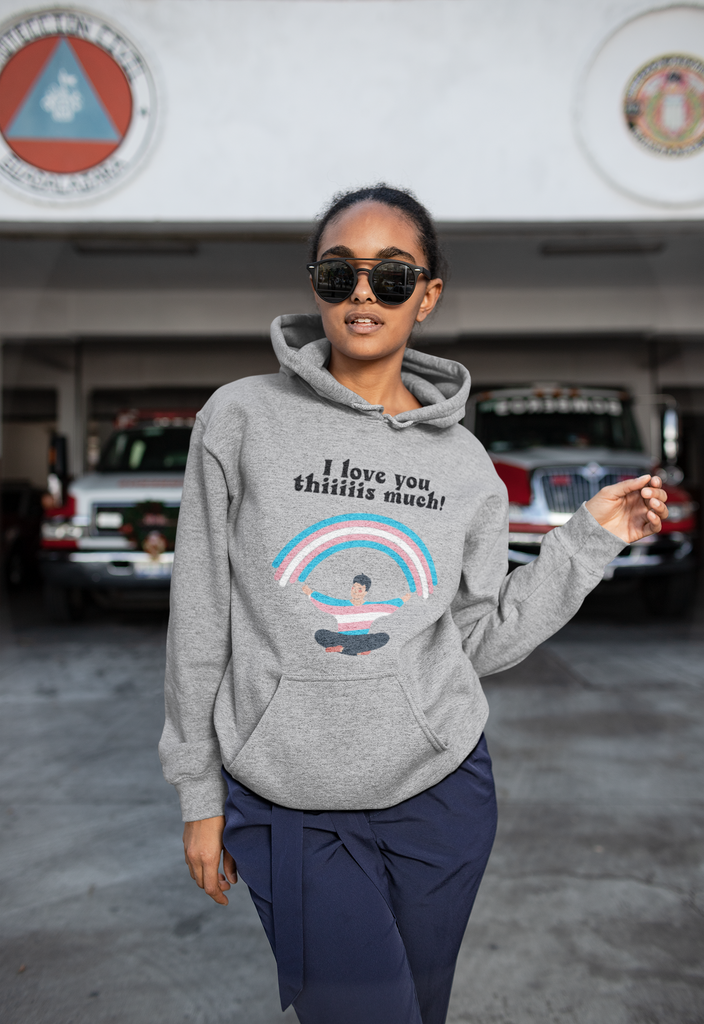 Transgender Flag LGBTQ Affirmation Hoodie  Unisex Size - I Love You Thiiiis Much Printify