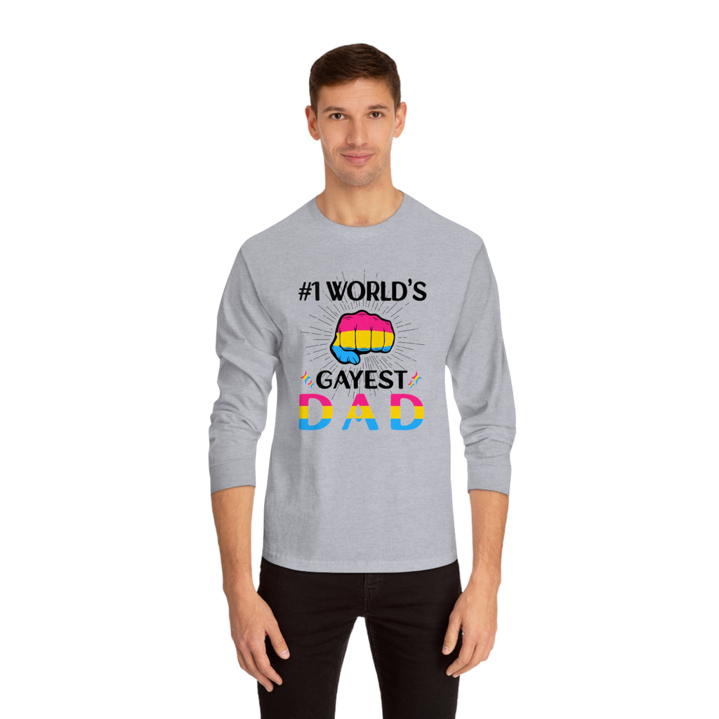 Pansexual Pride Flag Unisex Classic Long Sleeve Shirt - #1 World's Gayest Dad Printify
