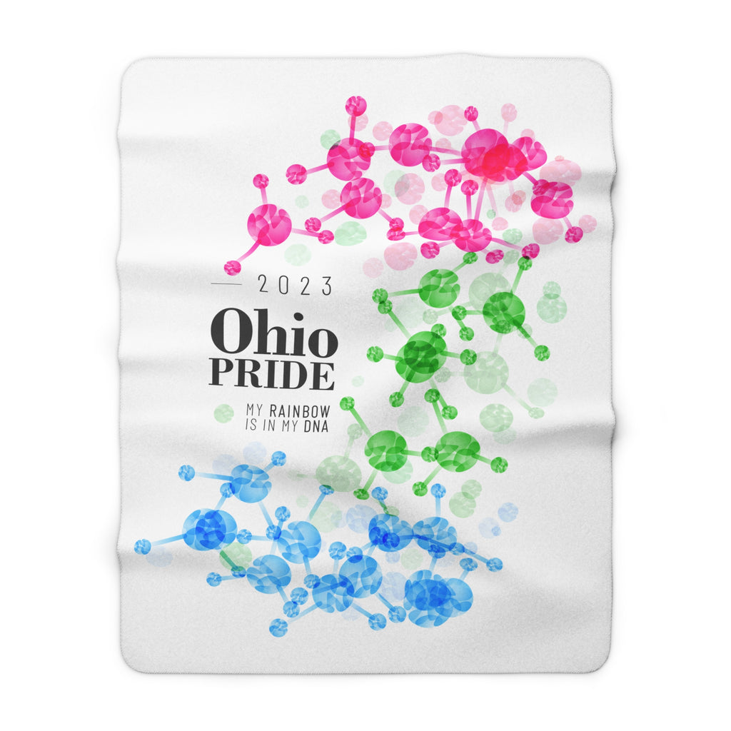 SHAVA CO Polysexual Flag 2023 Pride, Ohio Sherpa Fleece Blanket - My Rainbow Is In My DNA Printify