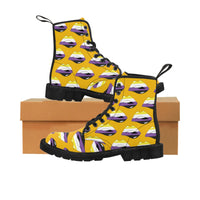 Thumbnail for Non-Binary Flag Kisses LGBTQ Yellow Canvas Boots Unisex Size Printify