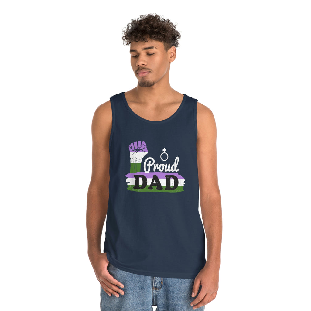 Genderqueer Pride Flag Heavy Cotton Tank Top Unisex Size - Proud Dad Printify