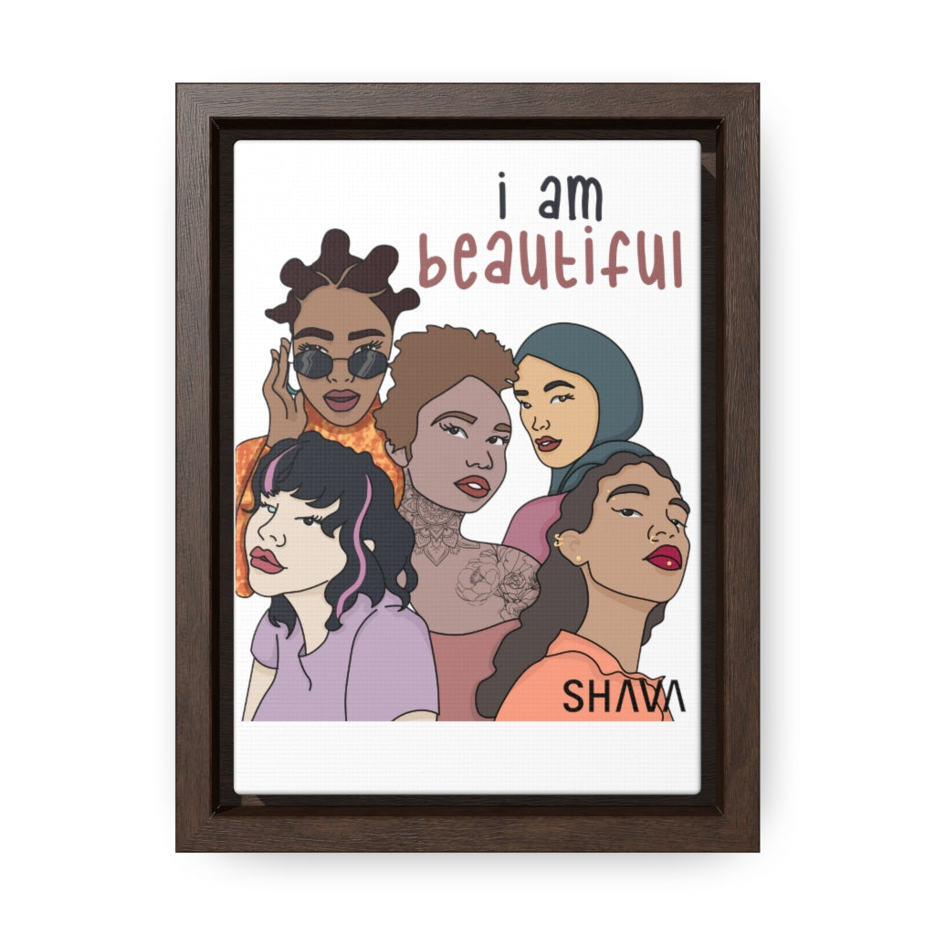 Affirmation Feminist Pro Choice Canvas Print With Vertical Frame - I Am Beautiful Printify