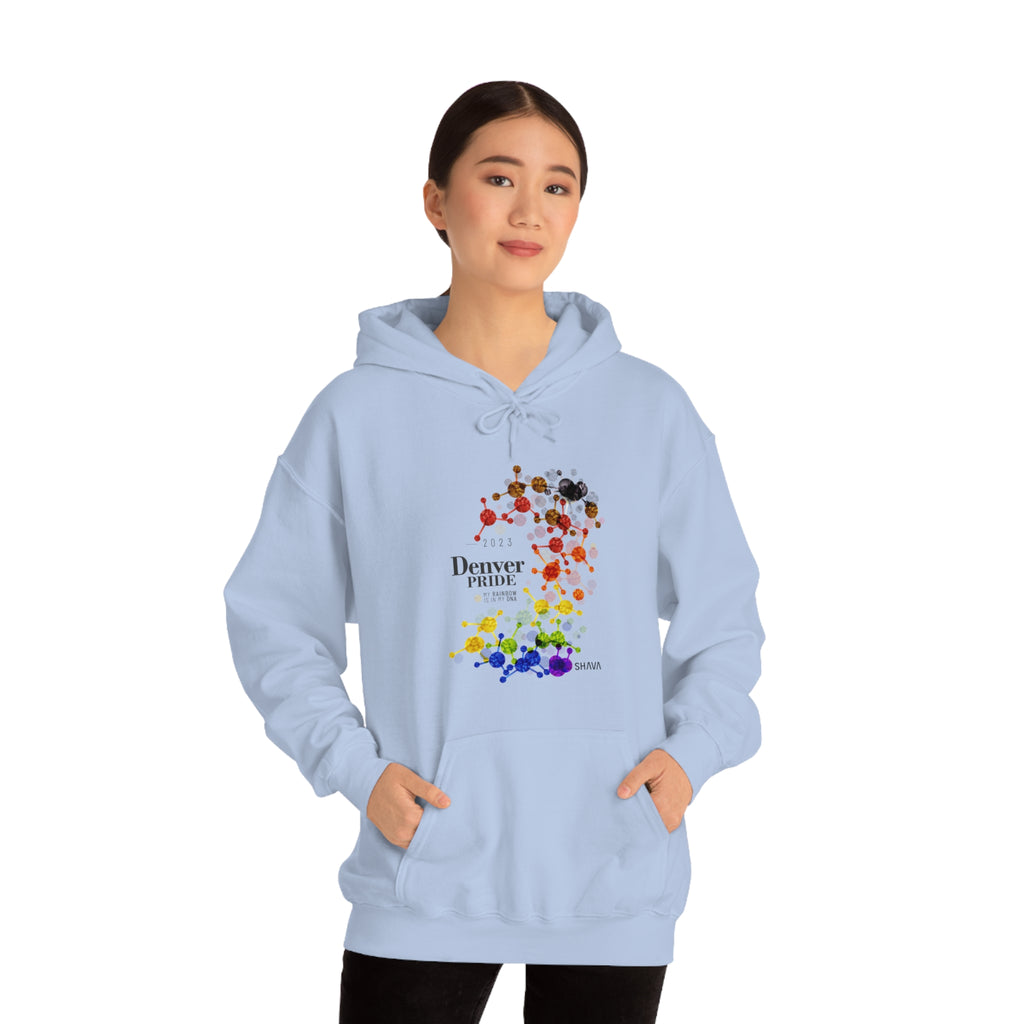 SHAVA CO Philadelphia Flag 2023 Pride, Denver Unisex Heavy Blend™ Hooded Sweatshirt - My Rainbow Is In My DNA Printify