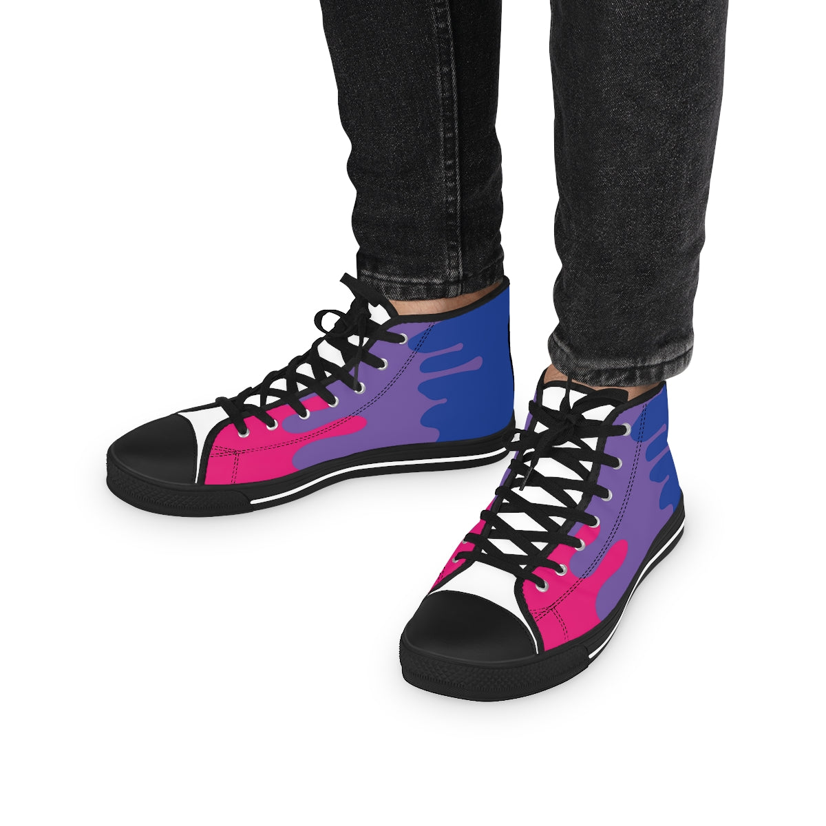 Bisexual Drip Rainbow Flag LGBTQ High Top Sneakers Unisex Size Printify