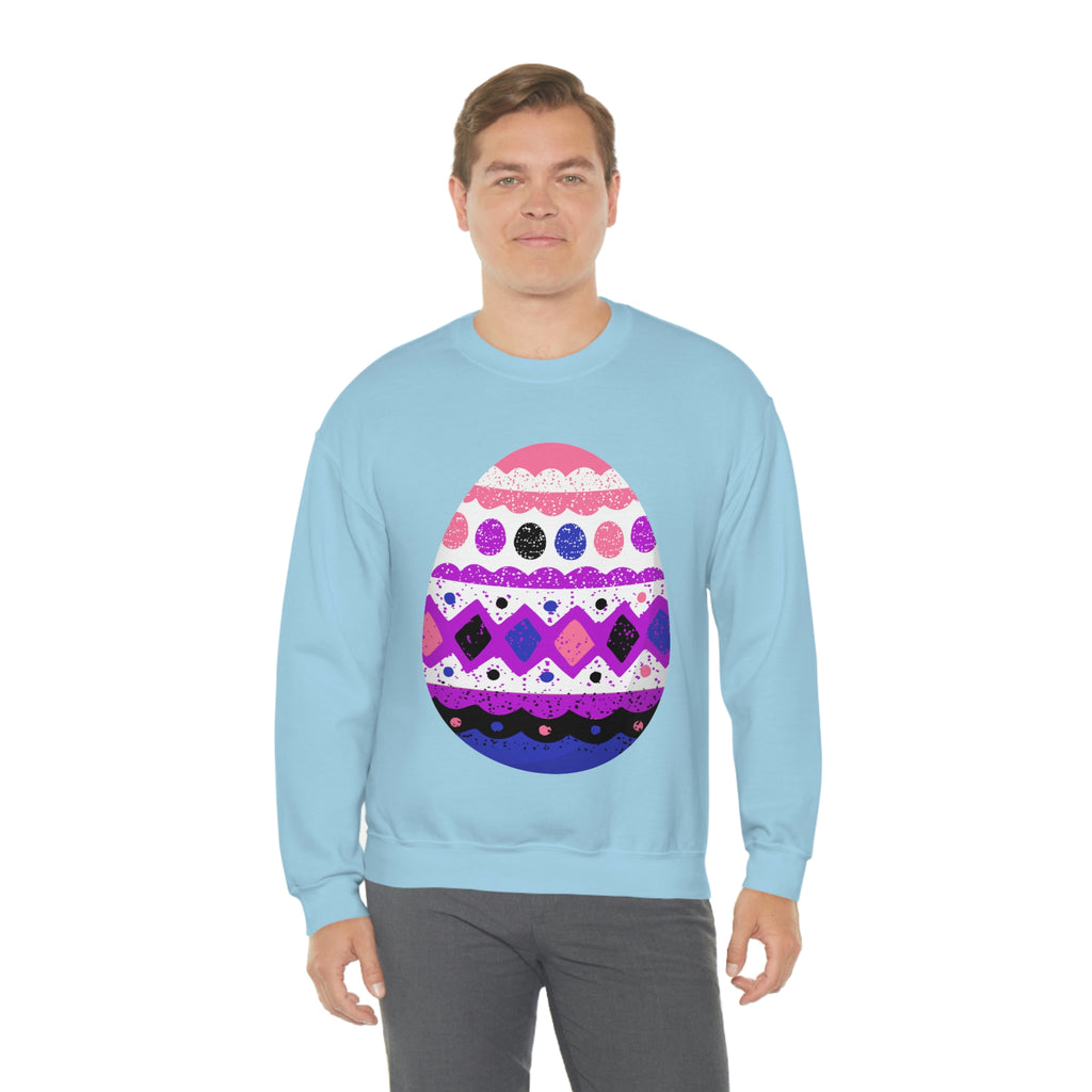 Genderfluid Flag Heavy Blend Crewneck Sweatshirt Easter Festival Unisex Size - Egg SHAVA