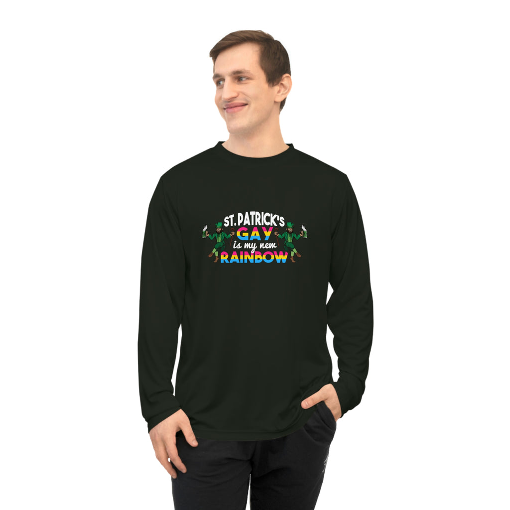 Pansexual Flag Unisex Performance Long Sleeve Shirt - Saint Patrick's Gay is My New Rainbow Printify