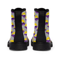 Thumbnail for Intersexual Flag Kisses LGBTQ Grey Canvas Boots Unisex Size Printify