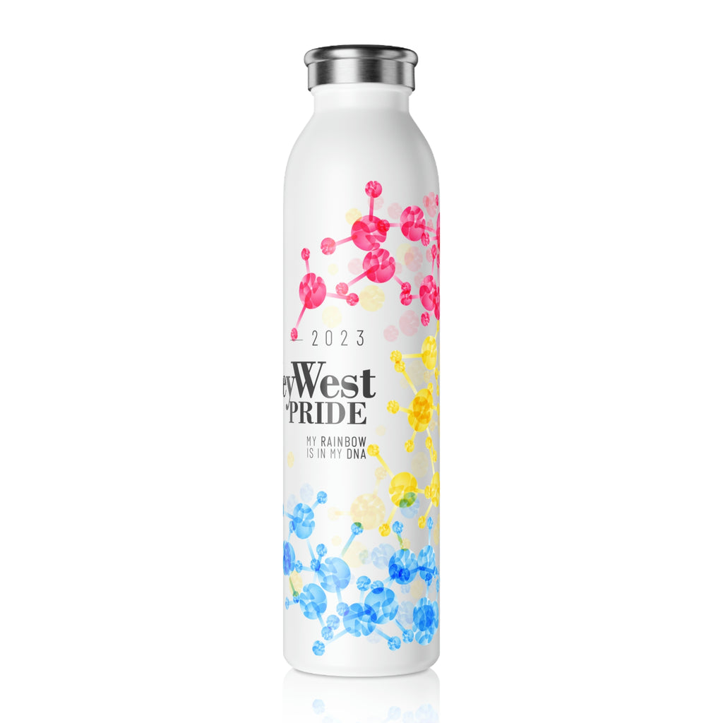 Pansexual Flag Slim Water Bottle Key West Pride - My Rainbow is In My DNA SHAVA CO