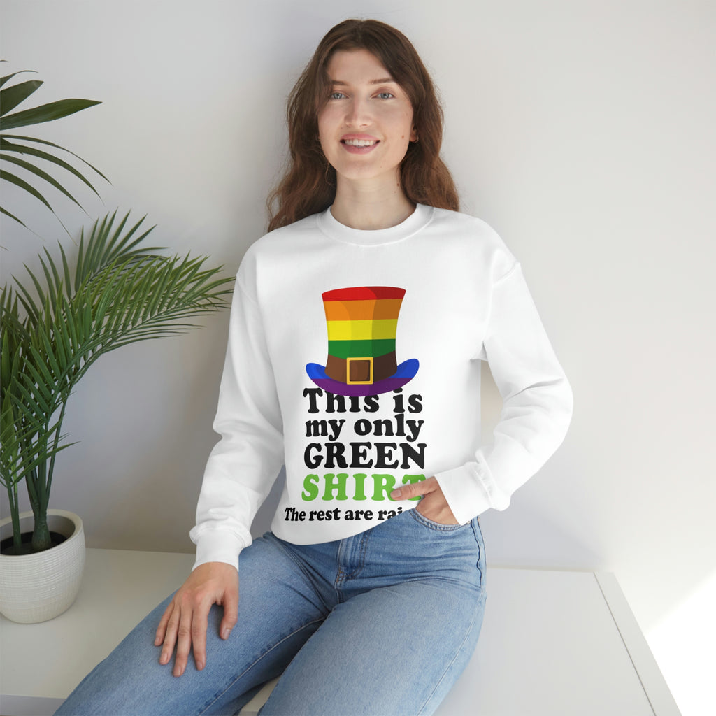 LGBT Flag Heavy Blend Crewneck Sweatshirt St. Patricks Day Unisex Size - This Is My Only Green Shirt Printify