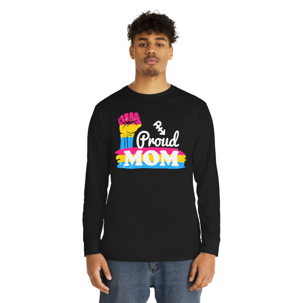 Pansexual Flag Long Sleeve Crewneck Tee - Proud Mom Printify