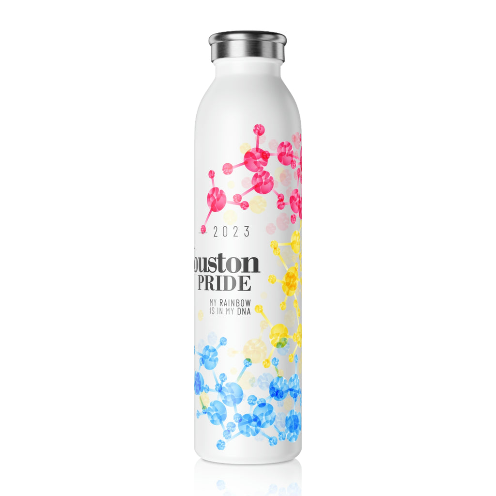 Pansexual Flag Slim Water Bottle Houston Pride - My Rainbow is In My DNA SHAVA CO