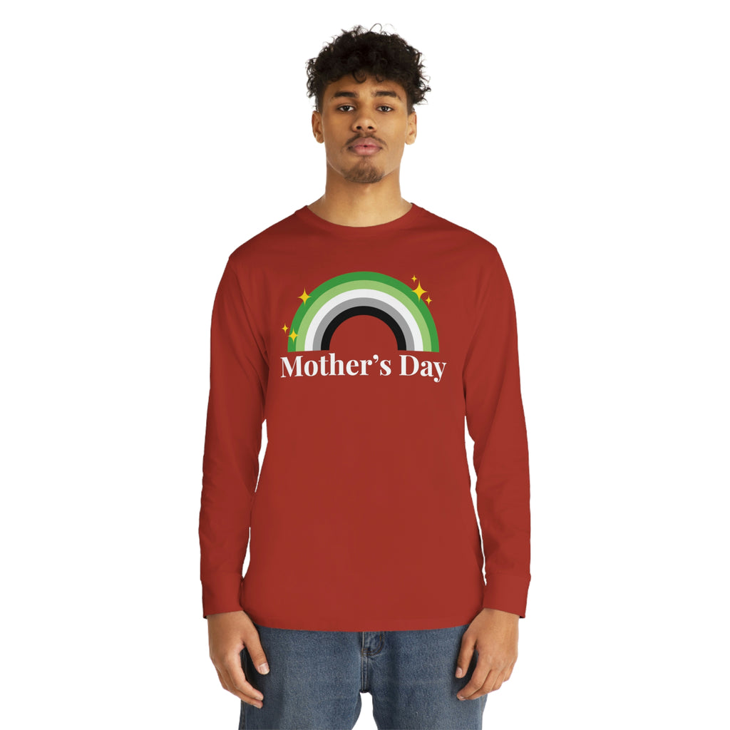 Aromantic Flag Long Sleeve Crewneck Tee - Mothers Day Printify