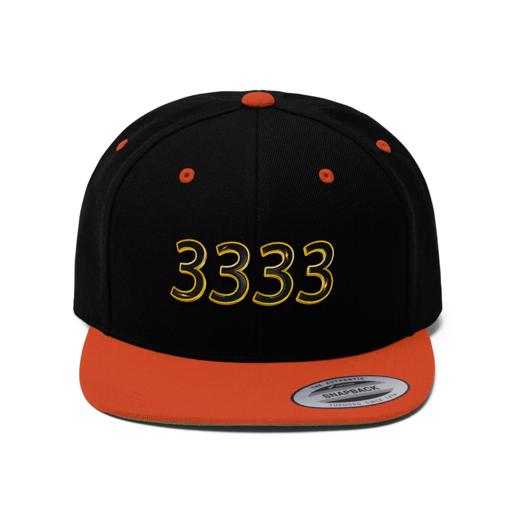 Angel Number 3333 Unisex Flat Bill Hat Printify