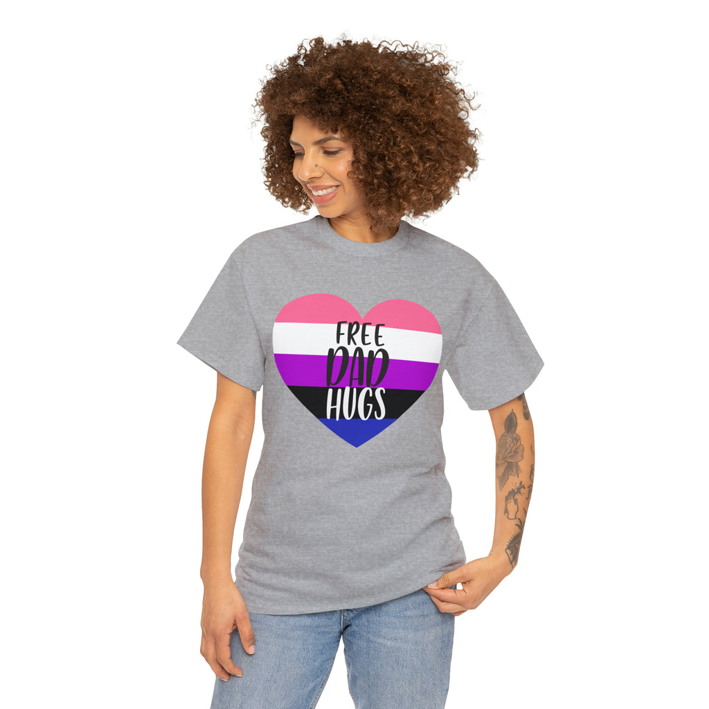 SHAVA CO Genderfluid Flag, Unisex Heavy Cotton Tee - Free Dad Hugs Printify