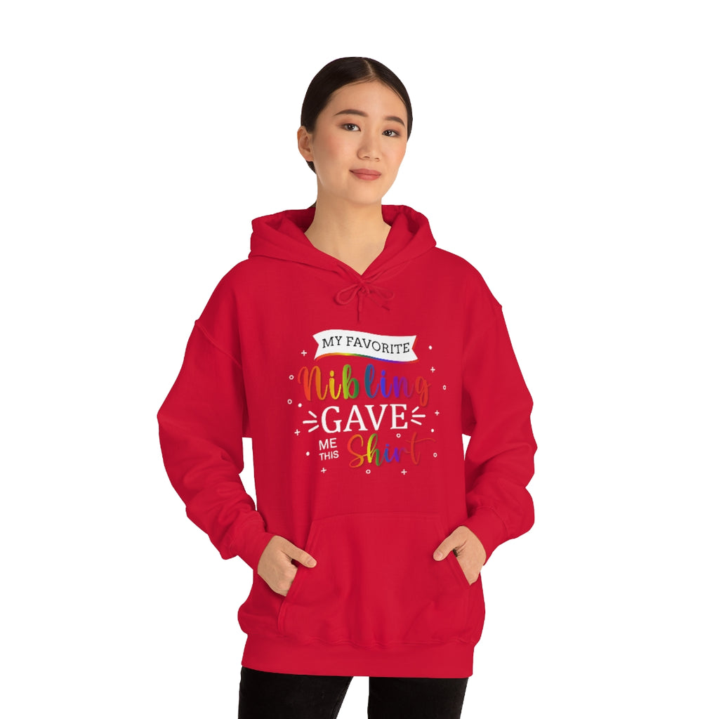 Unisex Christmas LGBTQ Heavy Blend Hoodie - MY Favorite Nibling Gave Me This Shirt Printify