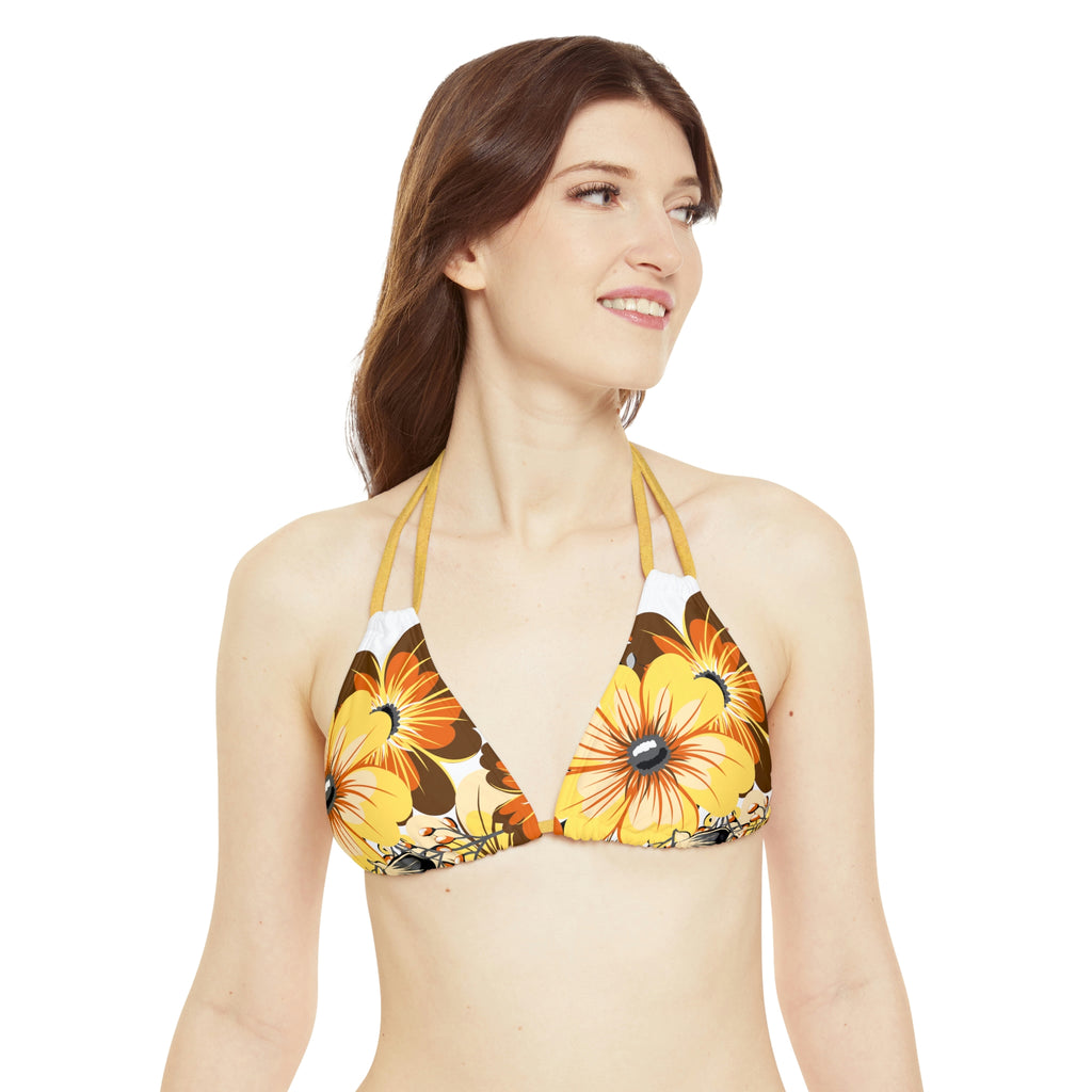 Bear Pride Flag Floral Strappy Triangle Bikini Top SHAVA CO