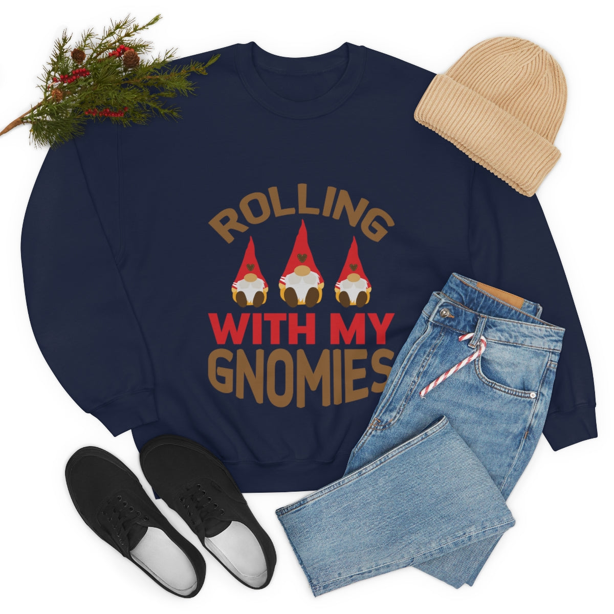 Merry Christmas Unisex Sweatshirts , Sweatshirt , Women Sweatshirt , Men Sweatshirt ,Crewneck Sweatshirt, Rolling with my Gnomies Printify