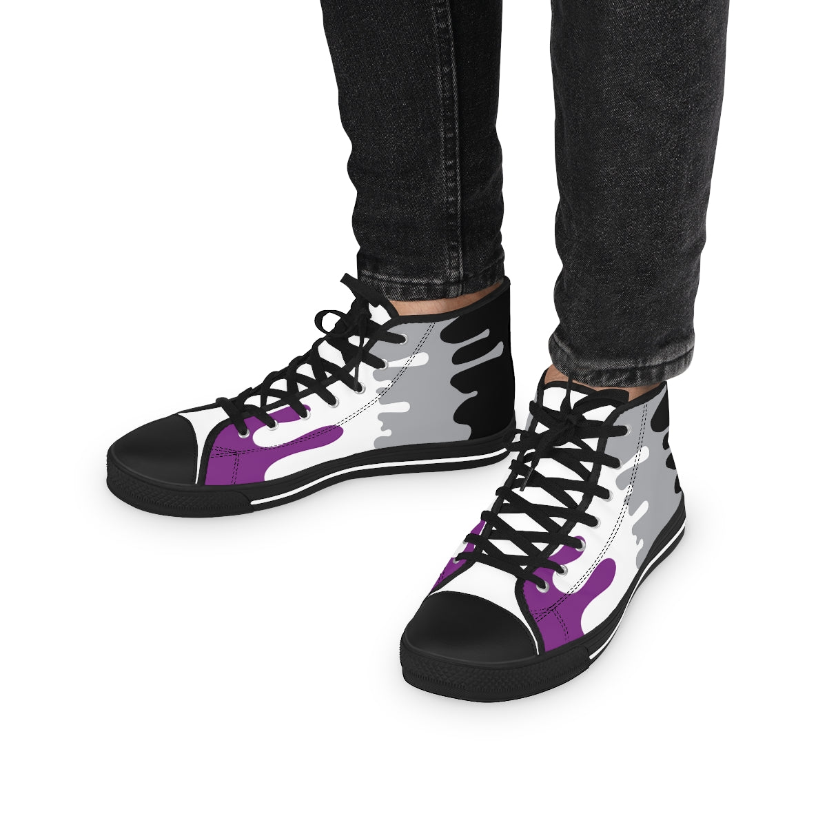 Asexual Drip Rainbow Flag LGBTQ High Top Sneakers Unisex Size Printify