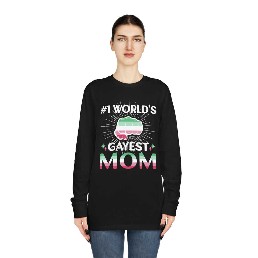 Abrosexual Flag Long Sleeve Crewneck Tee - #1 World's Gayest Mom Printify