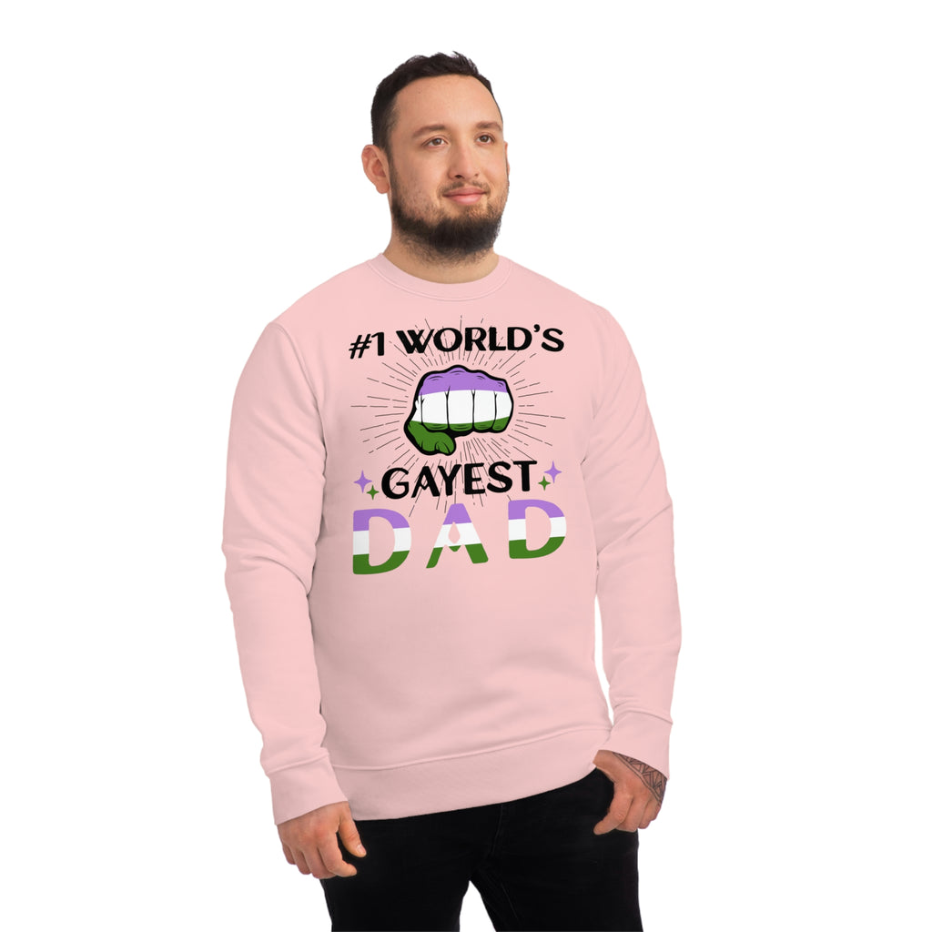 Genderqueer Pride Flag Sweatshirt Unisex Size - #1 World's Gayest Dad Printify