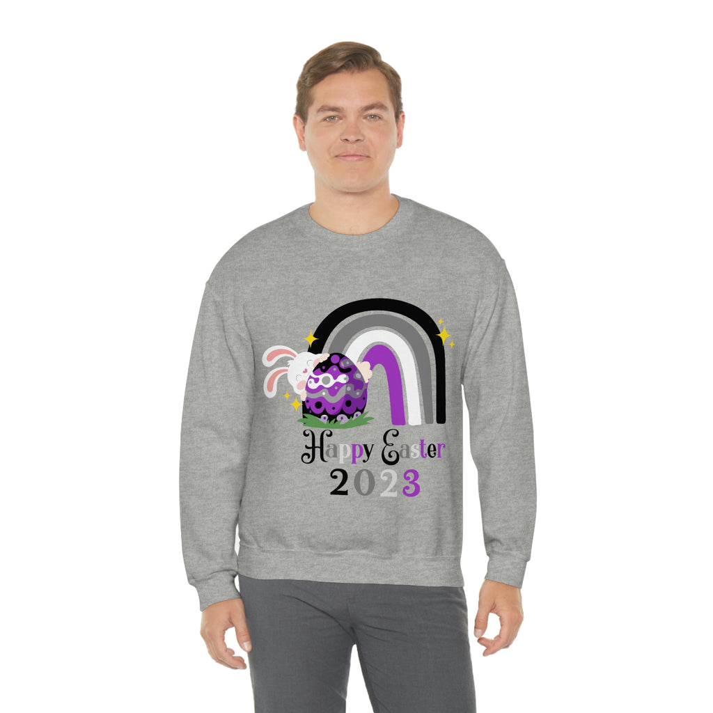 Asexual Flag Heavy Blend Crewneck Sweatshirt Easter Festival Unisex Size - Happy Easter 2023 SHAVA