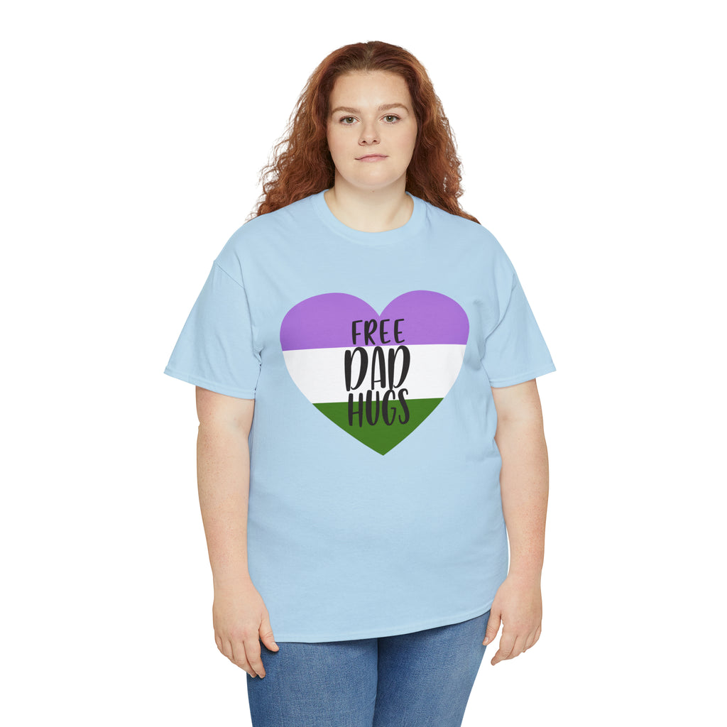 SHAVA CO Genderqueer Flag, Unisex Heavy Cotton Tee - Free Dad Hugs Printify