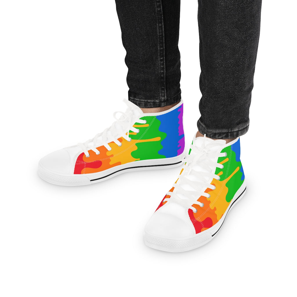 Pride Drip Rainbow Flag LGBTQ High Top Sneakers Unisex Size Printify