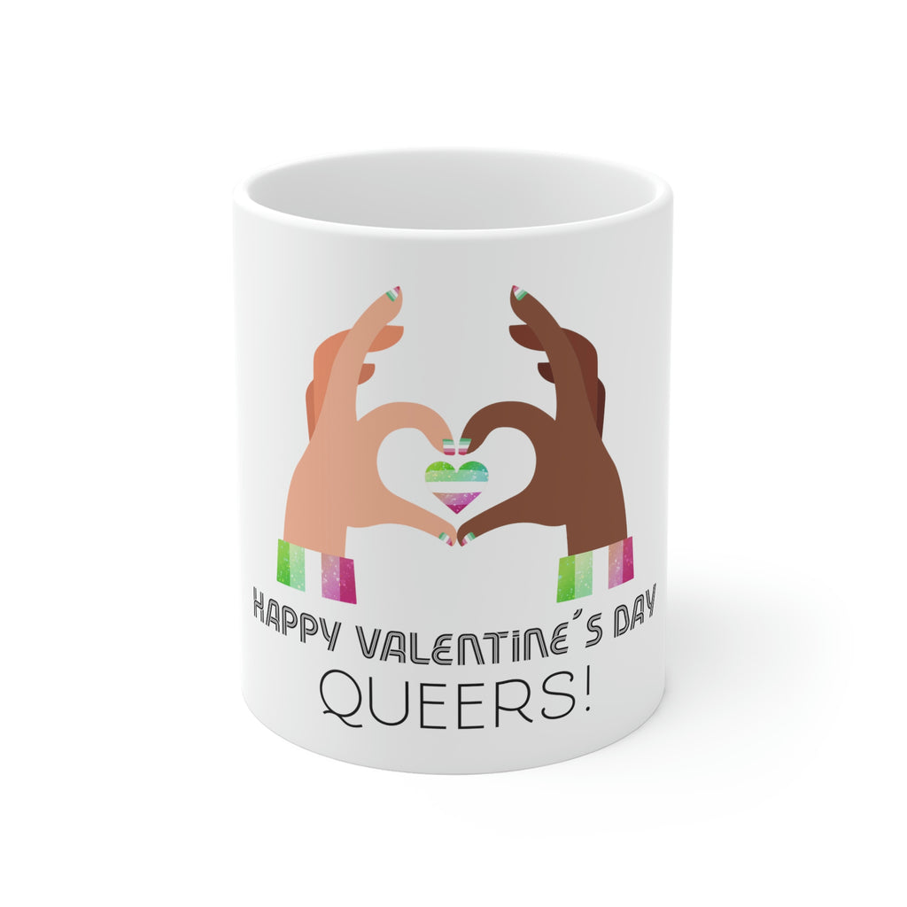 11oz White Mug - Happy Valentine's Day Queers Printify