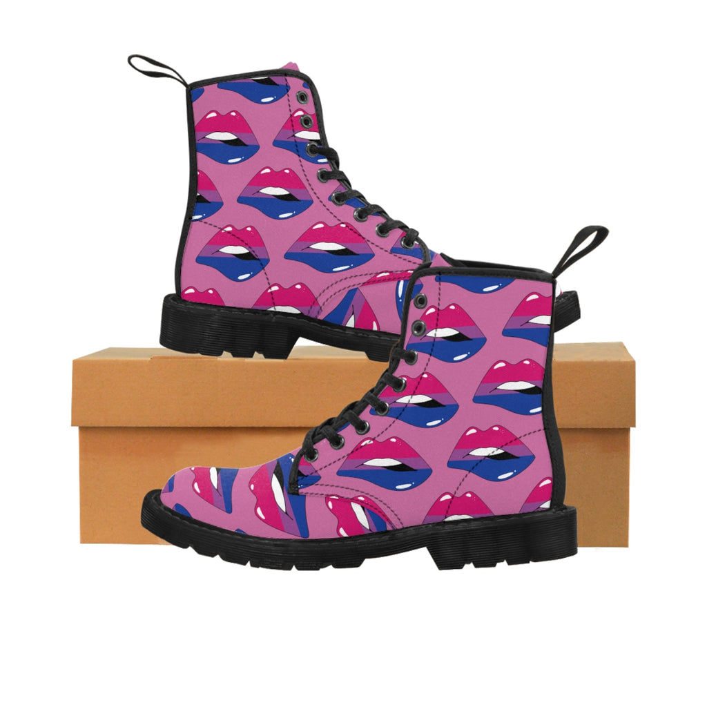 Bisexual Flag Kisses LGBTQ Pink Canvas Boots Unisex Size Printify