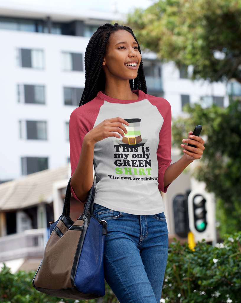 Agender Flag Tri-Blend Raglan Tee St. Patrick's Day Unisex Size - This Is My Only Green Shirt Printify