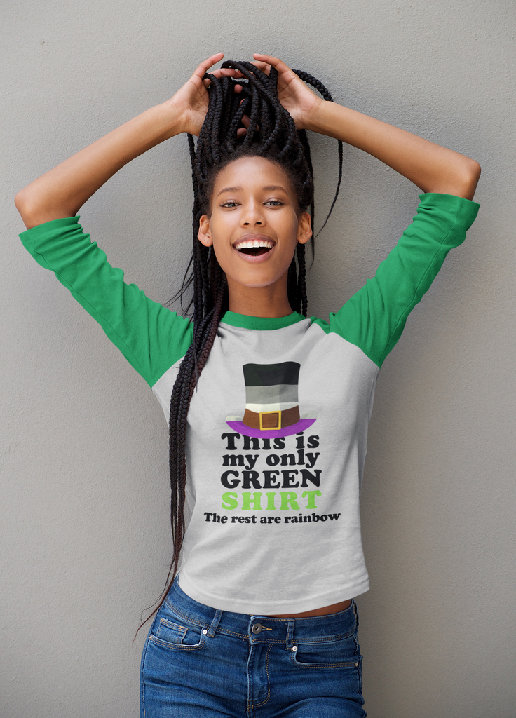 Asexual Flag Tri-Blend Raglan Tee St. Patrick's Day Unisex Size - This Is My Only Green Shirt Printify