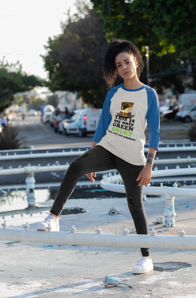 Bear Flag Tri-Blend Raglan Tee St. Patrick's Day Unisex Size - This Is My Only Green Shirt Printify