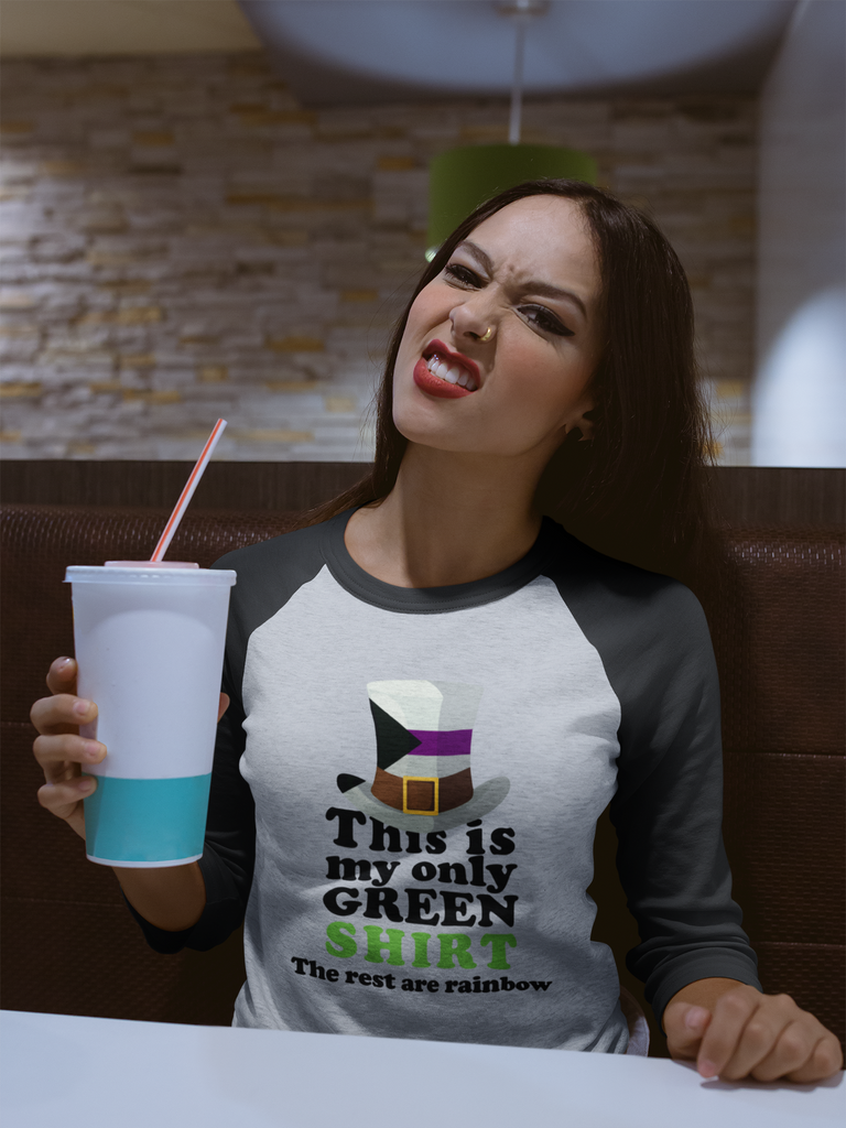 Demisexual Flag Tri-Blend Raglan Tee St. Patrick's Day Unisex Size - This Is My Only Green Shirt Printify