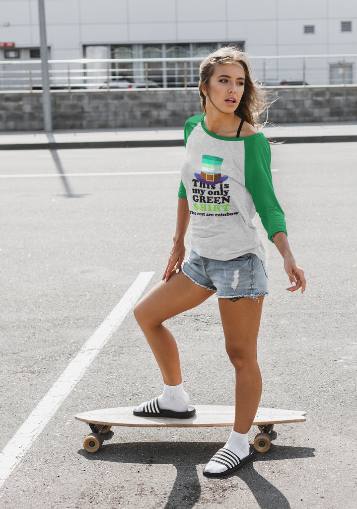 Gay Flag Tri-Blend Raglan Tee St. Patrick's Day Unisex Size - This Is My Only Green Shirt Printify