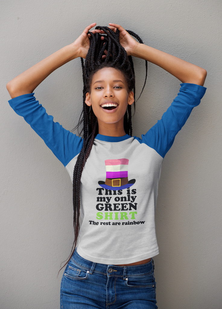 Genderfluid Flag Tri-Blend Raglan Tee St. Patrick's Day Unisex Size - This Is My Only Green Shirt Printify