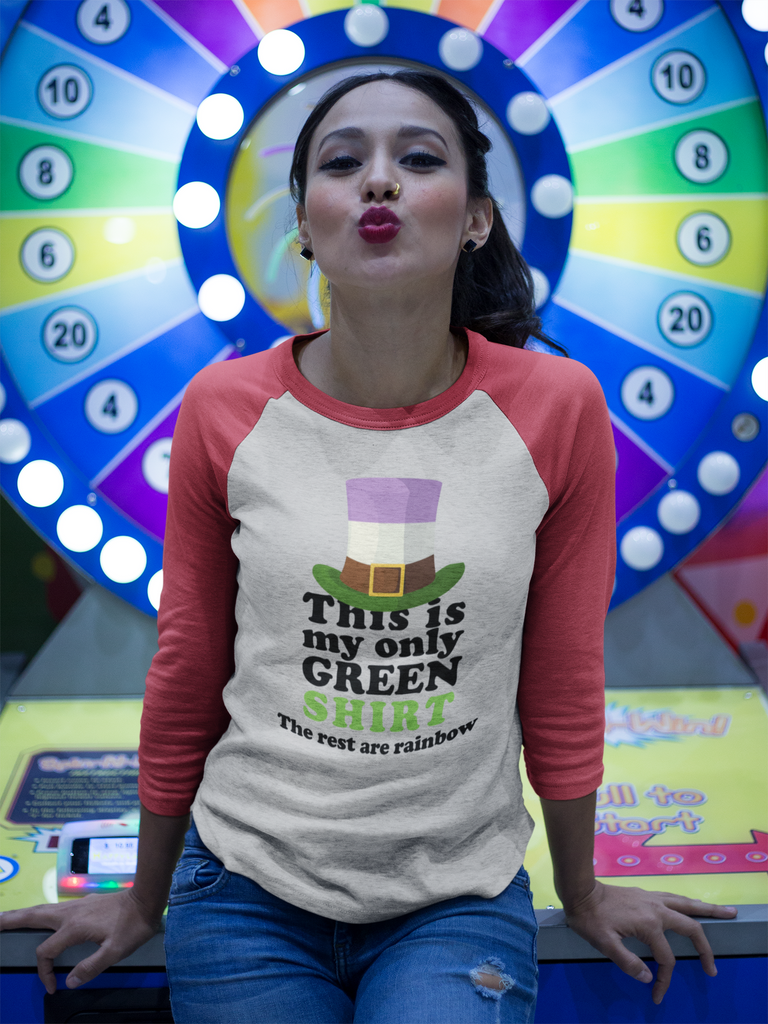 Genderqueer Flag Tri-Blend Raglan Tee St. Patrick's Day Unisex Size - This Is My Only Green Shirt Printify