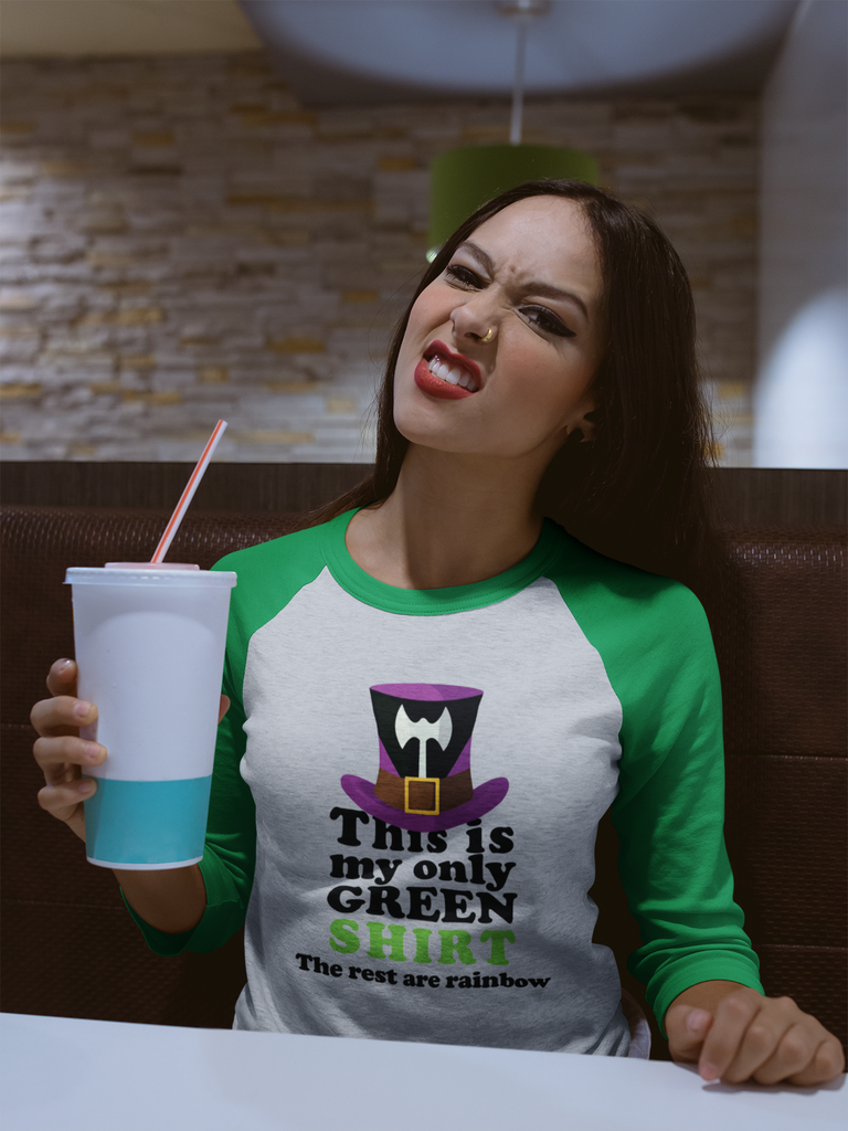 Labrys Lesbian Flag Tri-Blend Raglan Tee St. Patrick's Day Unisex Size - This Is My Only Green Shirt Printify