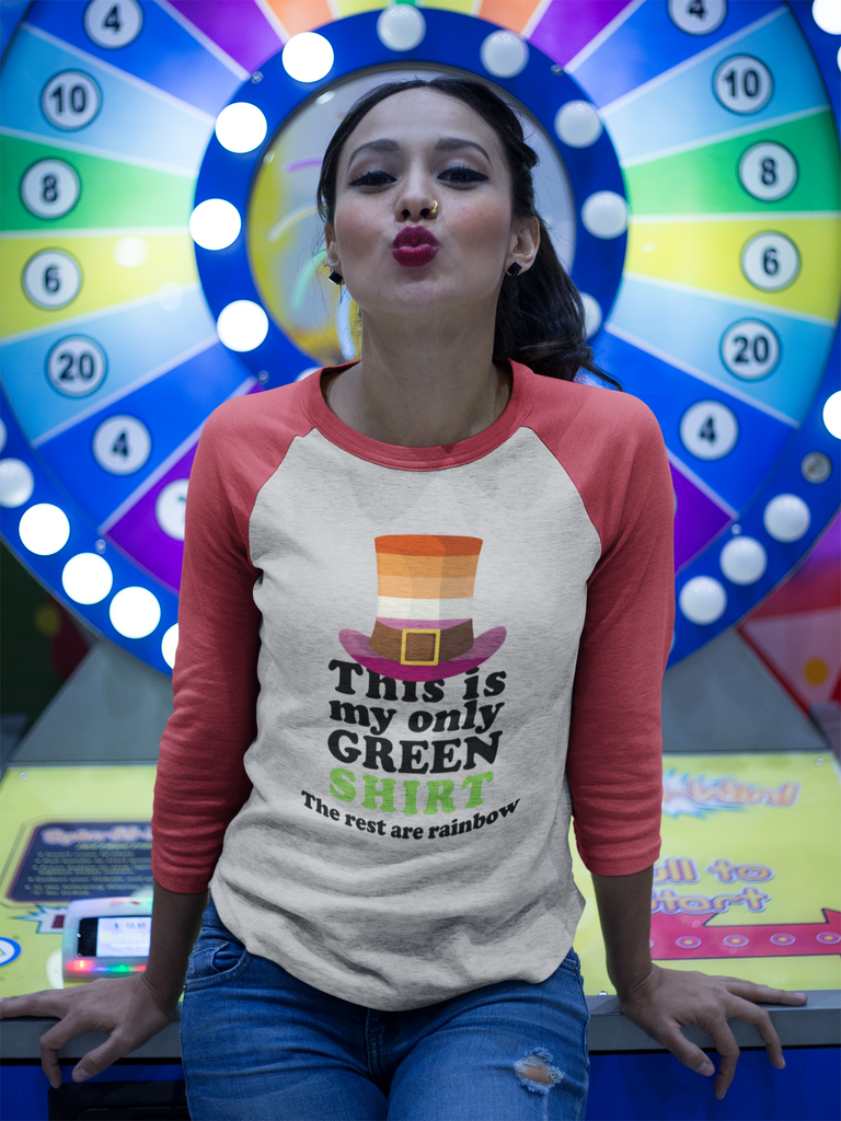 Lesbian Flag Tri-Blend Raglan Tee St. Patrick's Day Unisex Size - This Is My Only Green Shirt Printify