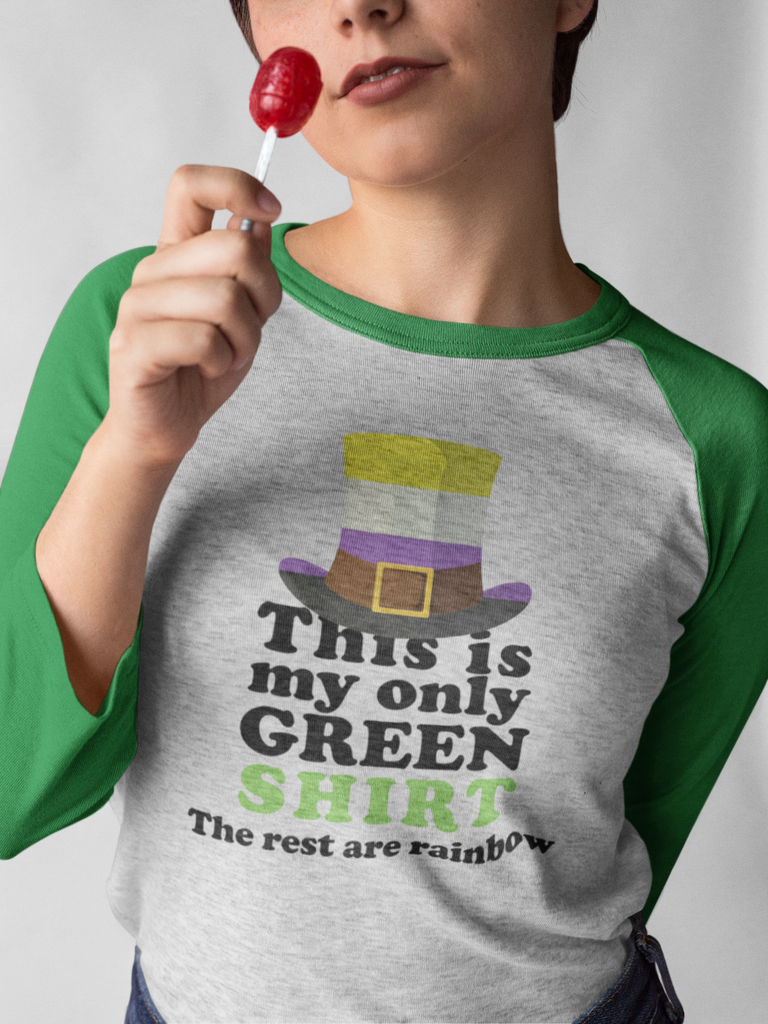 Non Binary Flag Tri-Blend Raglan Tee St. Patrick's Day Unisex Size - This Is My Only Green Shirt Printify