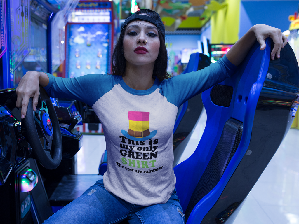 Pansexual Flag Tri-Blend Raglan Tee St. Patrick's Day Unisex Size - This Is My Only Green Shirt Printify