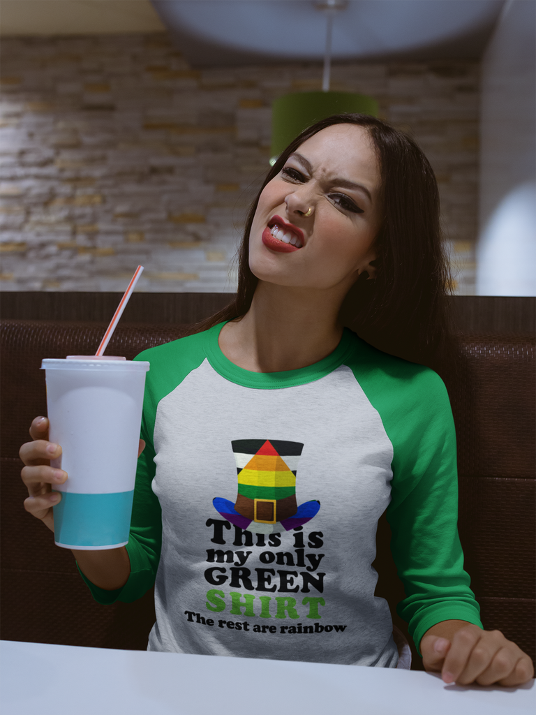 Straight Ally Flag Tri-Blend Raglan Tee St. Patrick's Day Unisex Size - This Is My Only Green Shirt Printify