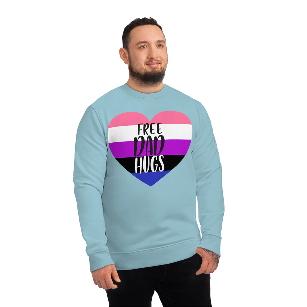 Genderfluid Pride Flag Sweatshirt Unisex Size - Free Dad Hugs Printify