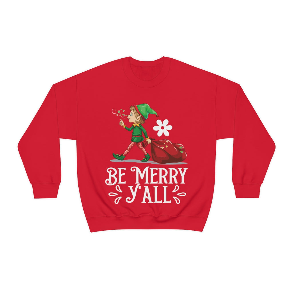 Merry Christmas Unisex Sweatshirts , Sweatshirt , Women Sweatshirt , Men Sweatshirt ,Crewneck Sweatshirt, Be Merry Y'all Printify