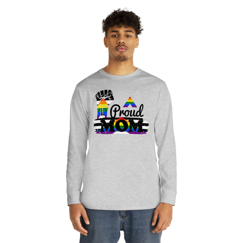 Straight Ally Flag Long Sleeve Crewneck Tee - Proud Mom Printify